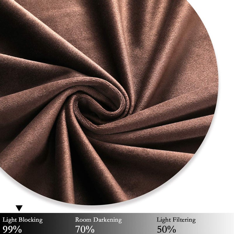 SPXTEX Brown Velvet Blackout Curtains 84 Inch Long Light Blocking Grommet Thermal Velvet Curtain Panels Set of 2 for Bedroom - Image 5